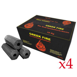 4x GREEK FIRE Premium Grill Holzkohlebriketts 10 kg 4x GREEK FIRE Premium Grill Holzkohlebriketts 10 kg
