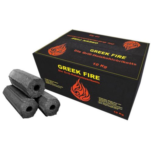 GREEK FIRE Premium Grill Holzkohlebriketts 10 kg